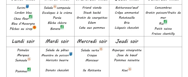 Menu du 18 au 22 mai 2026