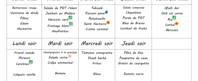 Menu du 8 au 12 juin 2026