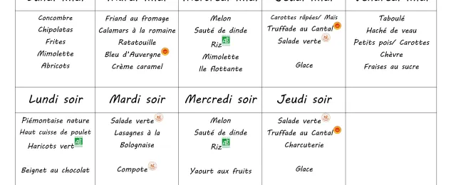 Menu du 1 au 5 juin 2026