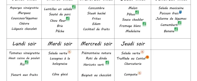 Menu du 15 au 19 juin 2026