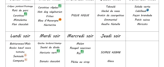 Menu du 22 au 26 juin 2026